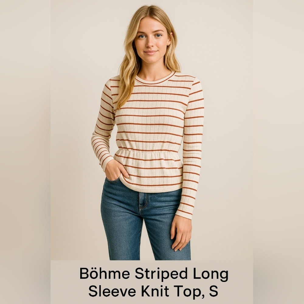 Bohme White and Brown Striped Top